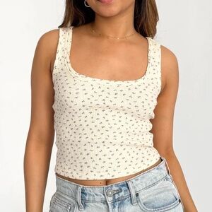 Floral grey bandit waffle tank